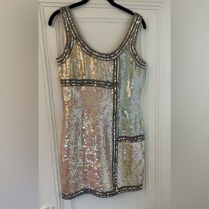 Vintage Black Tie Oleg Cassini Sequin Dress